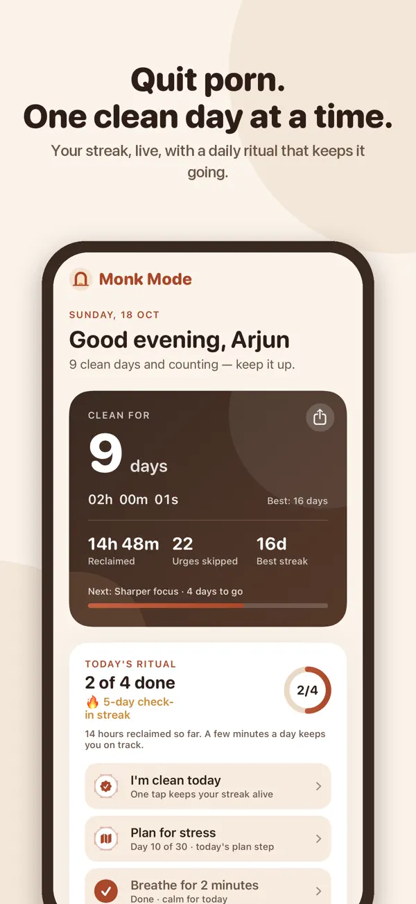 iPhone पर Monk Mode का स्क्रीनशॉट, 3 में से 1