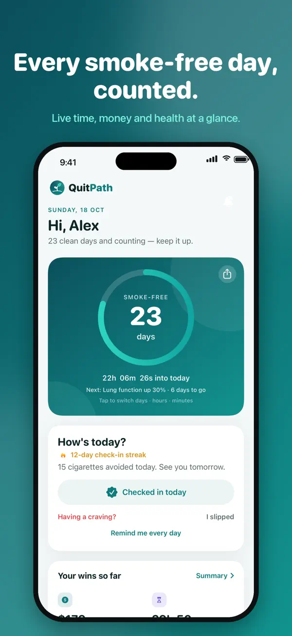 iPhone पर QuitPath का स्क्रीनशॉट, 3 में से 1